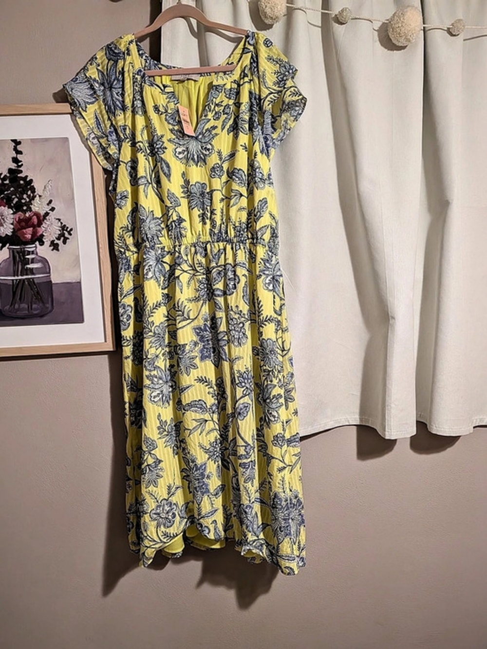 LOFT Floral Maxi Dress in Yellow & Blue Size 20 NWT